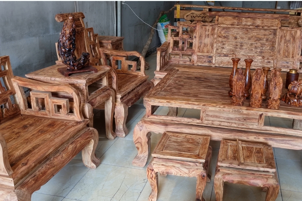 bộ bàn ghế 12 món gỗ sưa bắc - bộ ghép ms097